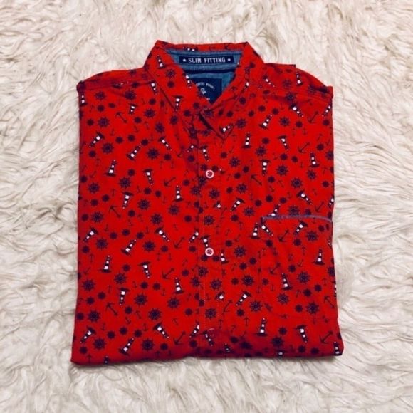 Nautical Lighthouse Anchor Novelty Print Shirt NEW - Picture 1 of 8